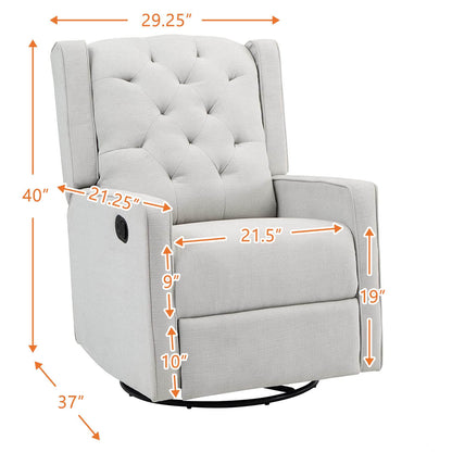 AFG Ava Gray Suede Fabric Upholstery Nursery Swivel Glider Recliner, Easy-to-pull Reclining Mechanism