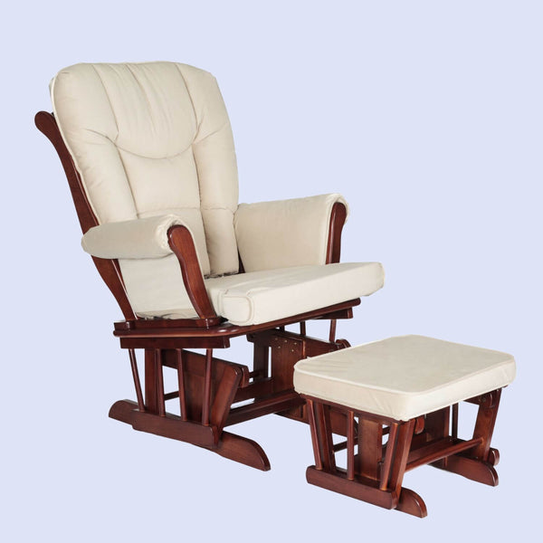 AFG Sleigh Glider Chair and Ottoman Espresso w/ Beige Cushion | GL7126E