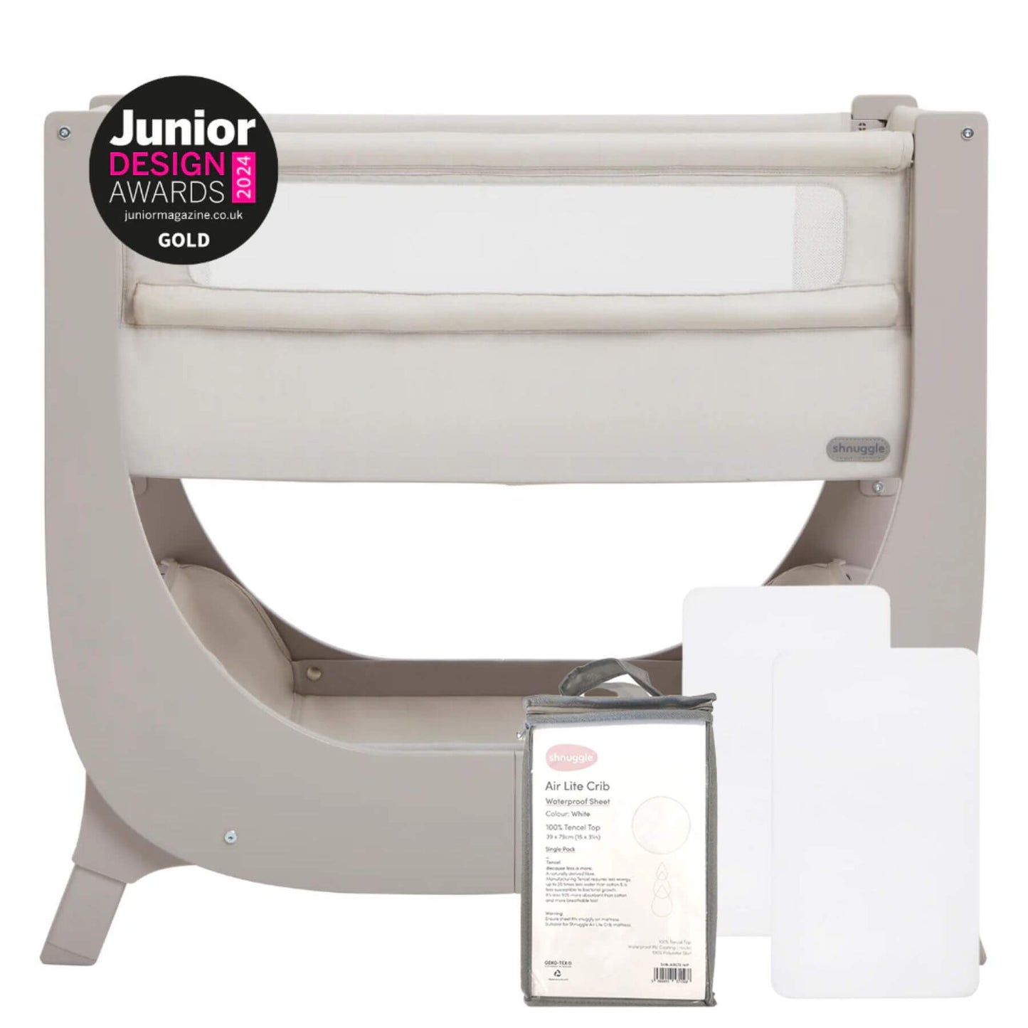 Shnuggle Air Lite Bedside Crib Taupe