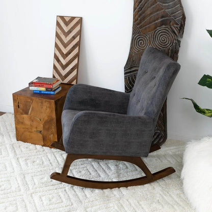 Ashcroft Alistair Solid Wood Fabric Upholstered Nursery Rocking Chair