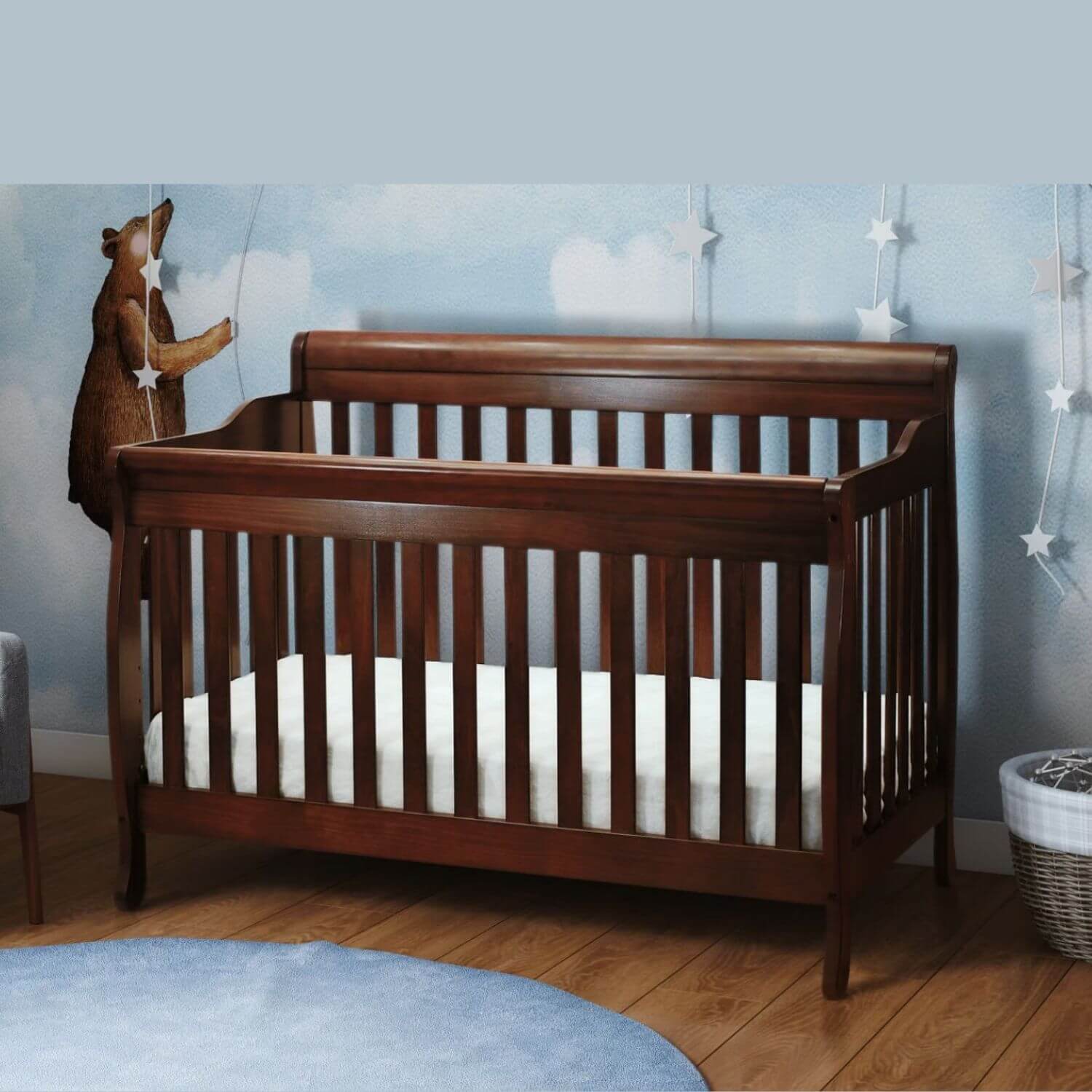 AFG Alice 4-in-1 Baby Crib with Guardrail Espresso