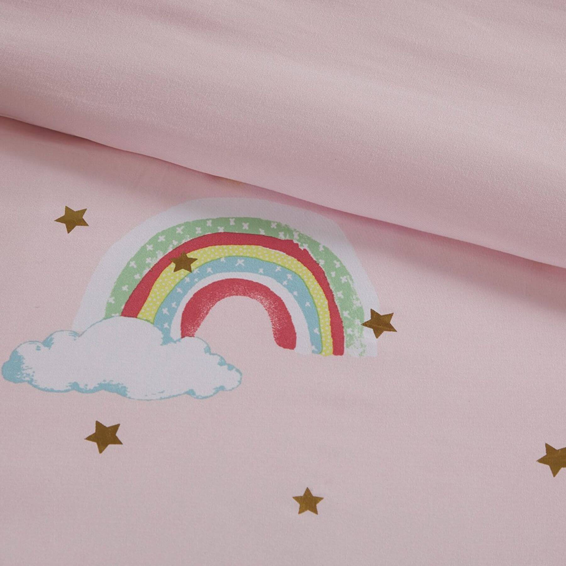 Detail View of Alicia Rainbow and Metallic Stars Comforter Set