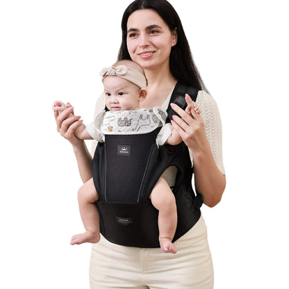 Woman holding a baby in Sunveno All-in-One Baby Carrier