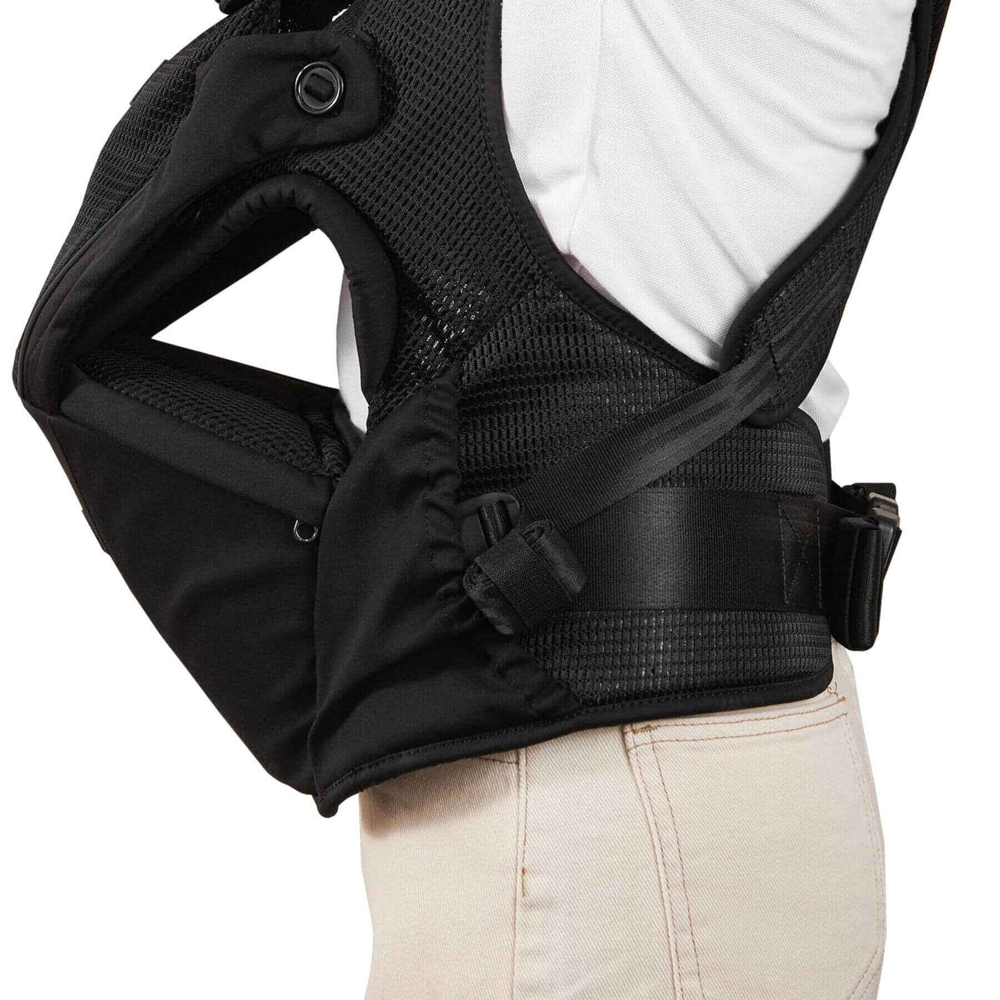 Sunveno All-in-One Baby Carrier worn by a person on a white background