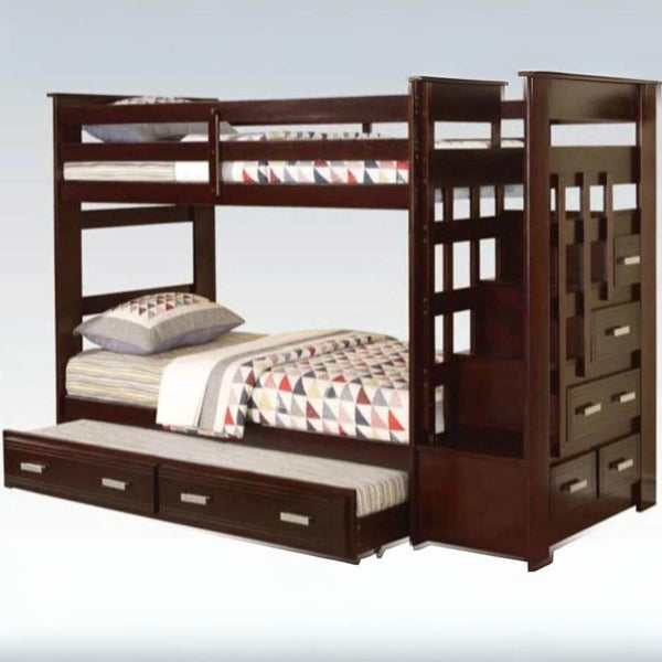 ACME Allentown Twin/Twin Wood Bunk Bed & Trundle | Espresso