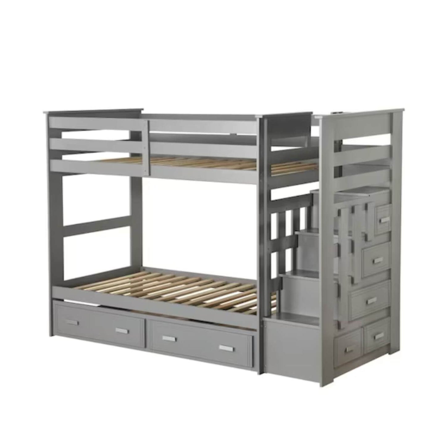 ACME Allentown Twin/Twin Wood Bunk Bed & Trundle | Gray