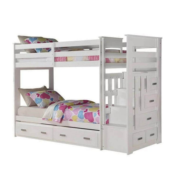 ACME Allentown Twin/Twin Wood Bunk Bed & Trundle | White