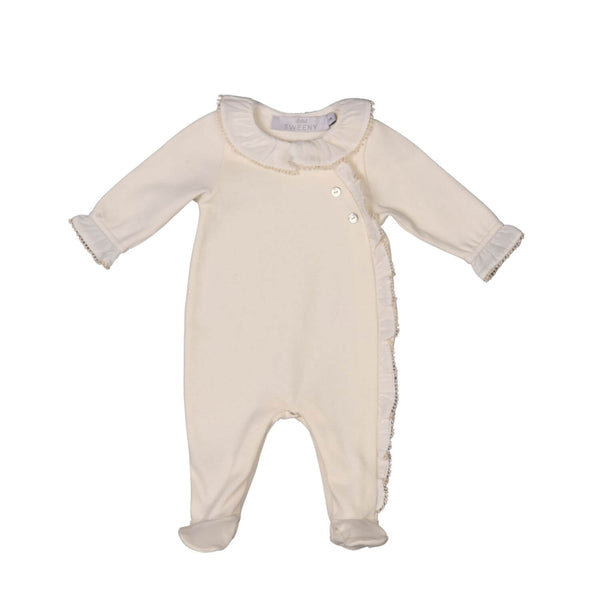 AMBRE | Girls Ivory Organic Cotton Babygrow