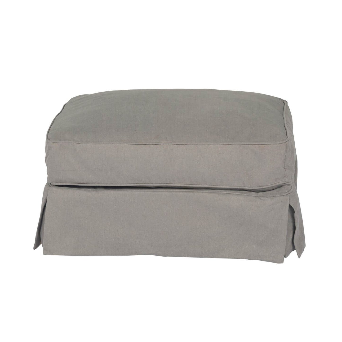 Sunset Trading Americana Box Cushion Slipcovered Ottoman | Gray Performance Fabric
