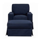 Sunset Trading Americana Slipcovered Chair & Ottoman Set | Navy Blue Performance Fabric