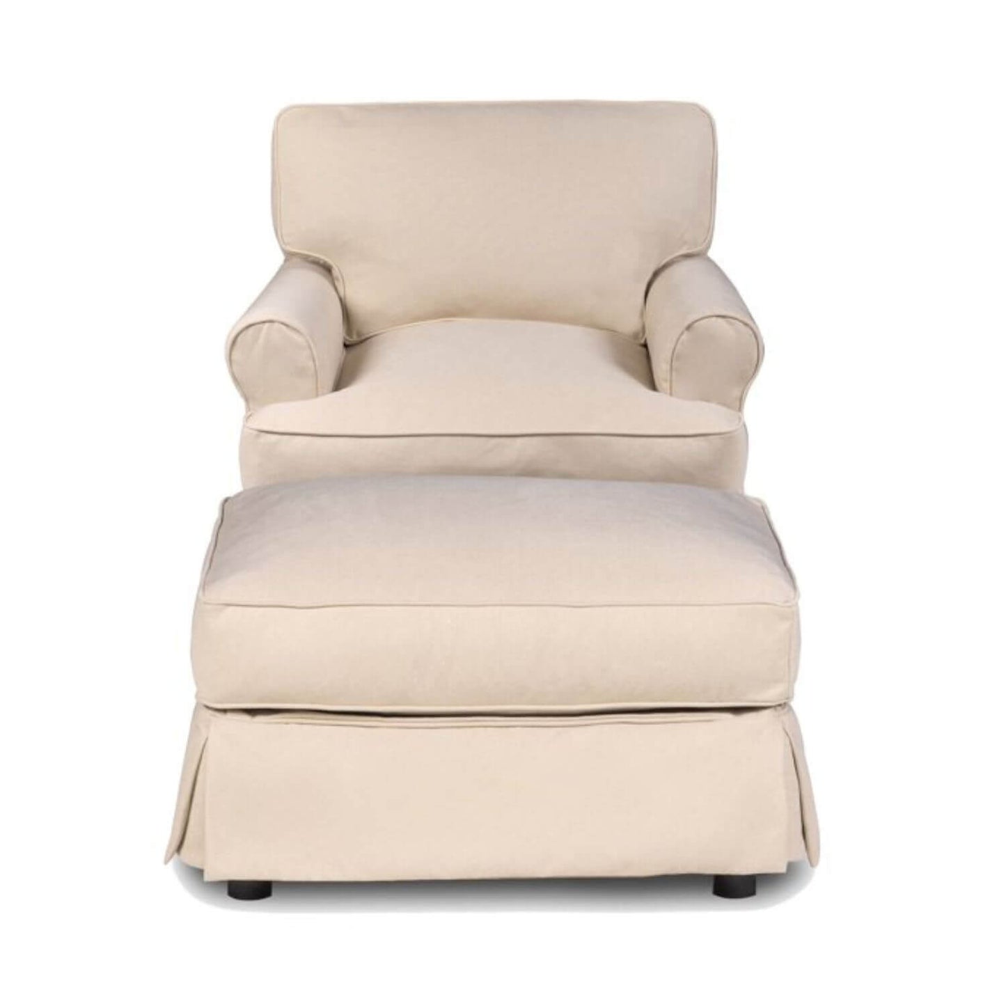 Sunset Trading Americana Slipcovered Chair and Ottoman Set, Linen Tan