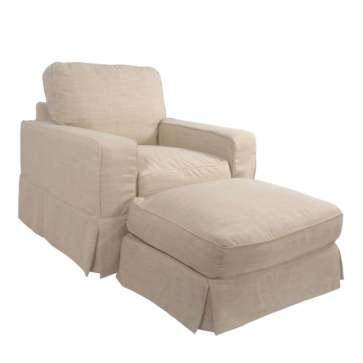 Sunset Trading Americana Slipcovered Chair and Ottoman Set, Linen Tan