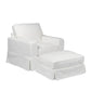 Sunset Trading Americana Slipcovered Chair & Ottoman Set | White Performance Fabric