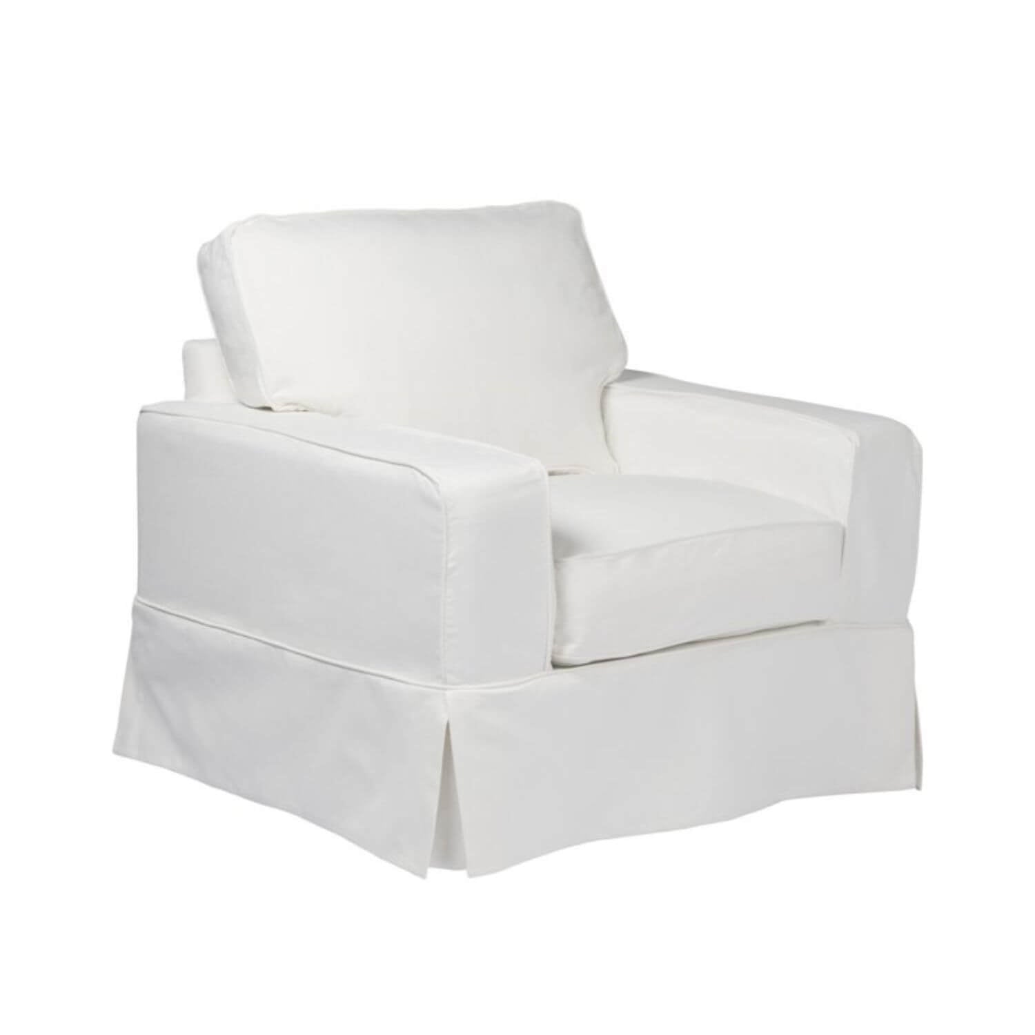 Sunset Trading Americana Slipcovered Chair & Ottoman Set | White Performance Fabric