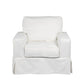 Sunset Trading Americana Slipcovered Chair & Ottoman Set | White Performance Fabric