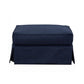 Sunset Trading Americana Box Cushion Slipcovered Ottoman | Navy Blue Performance Fabric