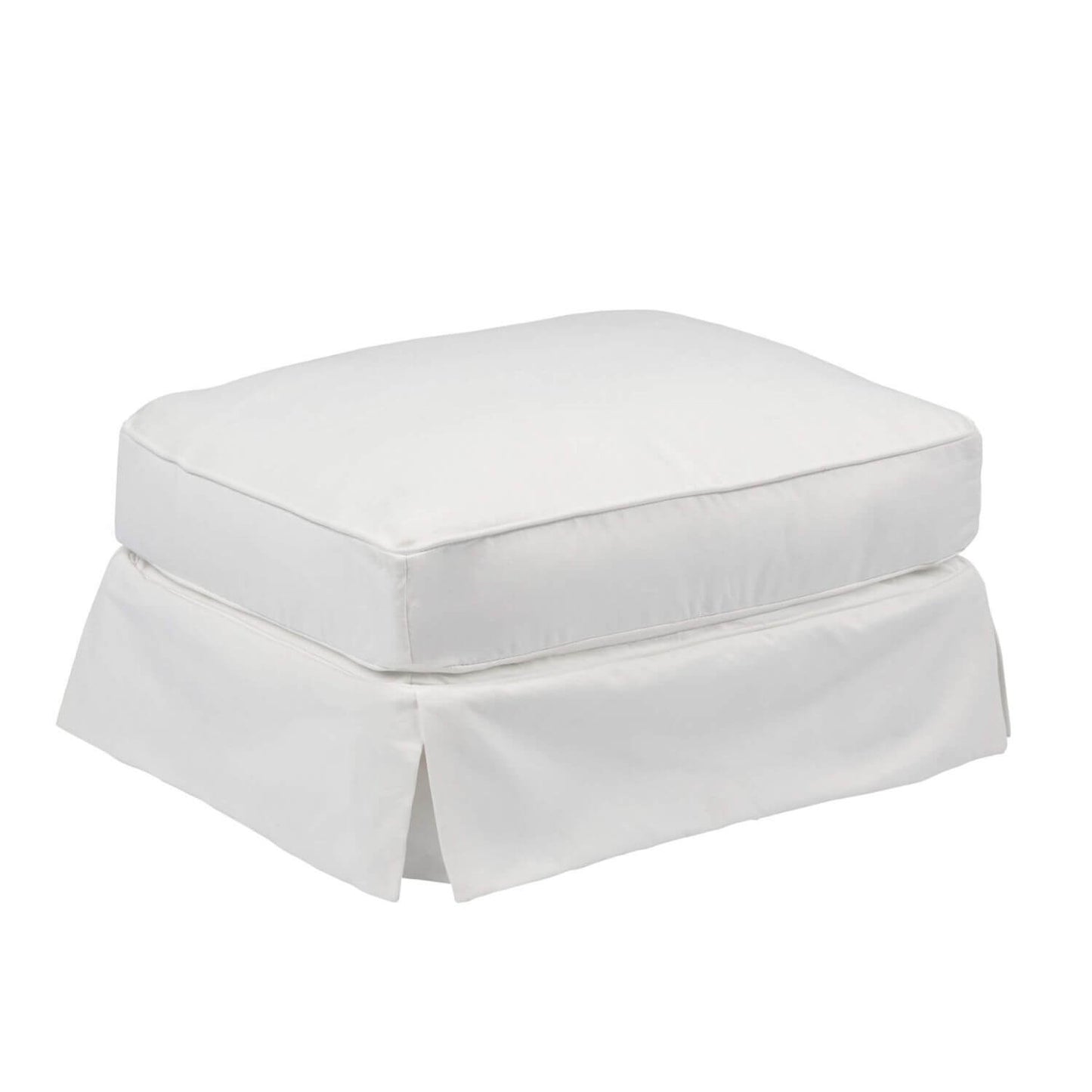 Sunset Trading Americana Box Cushion Slipcovered Ottoman | White Performance Fabric