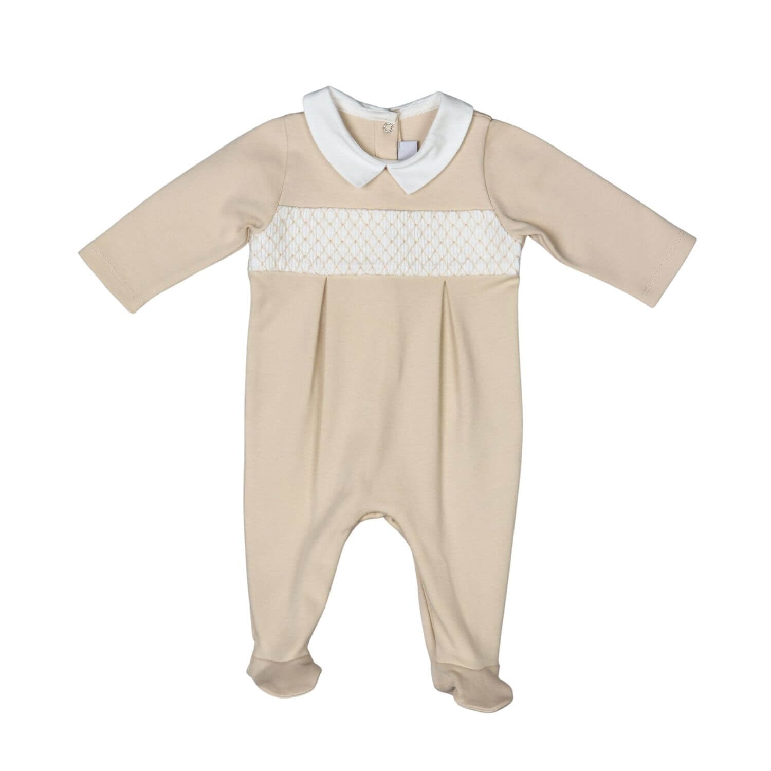 ANDY | Boys Beige Organic Cotton Babygrow