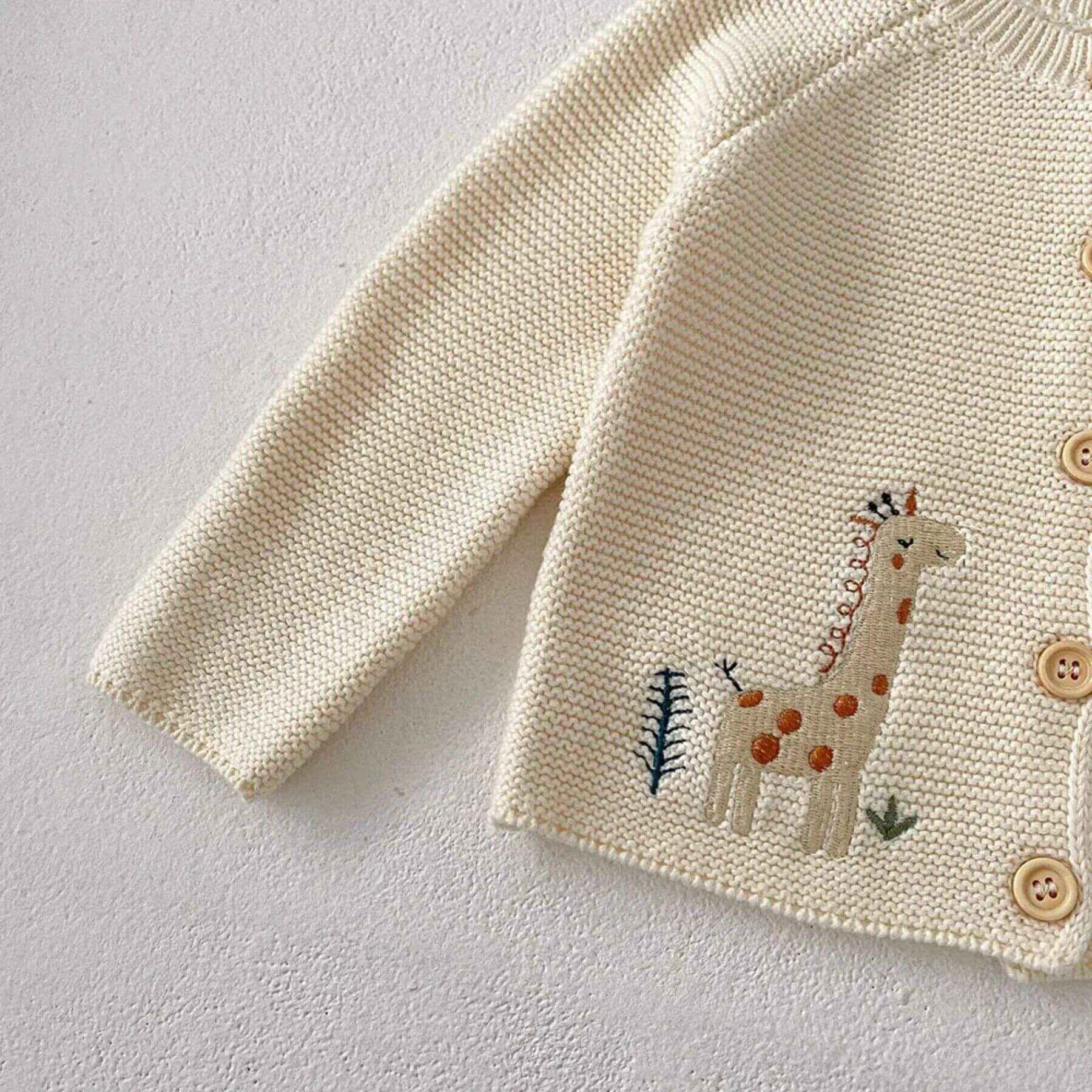 Close-up of Animal Embroidery Sweater Cardigan
