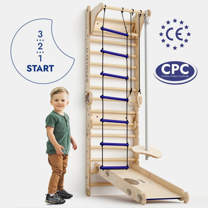 Goodevas Apollo Swedish Wall / Climbing ladder for Little Austronauts + Moon swing Set + Slide Board