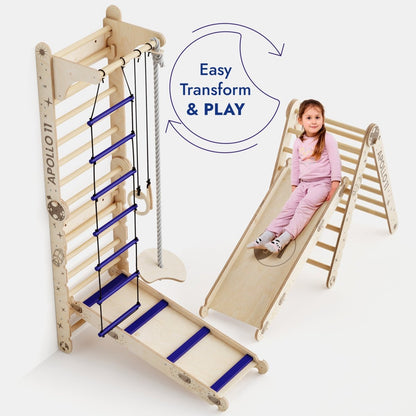 Goodevas Apollo Swedish Wall / Climbing ladder for Little Austronauts + Moon swing Set + Slide Board