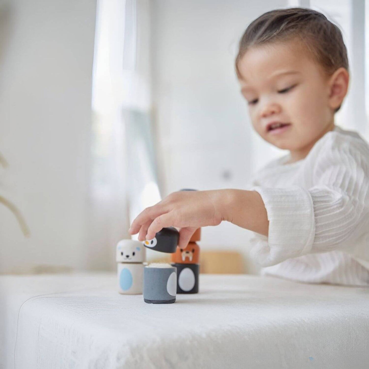 Boy Playing PlanToys Arctic Animal Matching