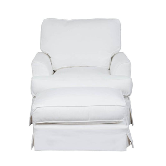 Sunset Trading Ariana Slipcovered Chair and Ottoman Set | White Performance Fabric