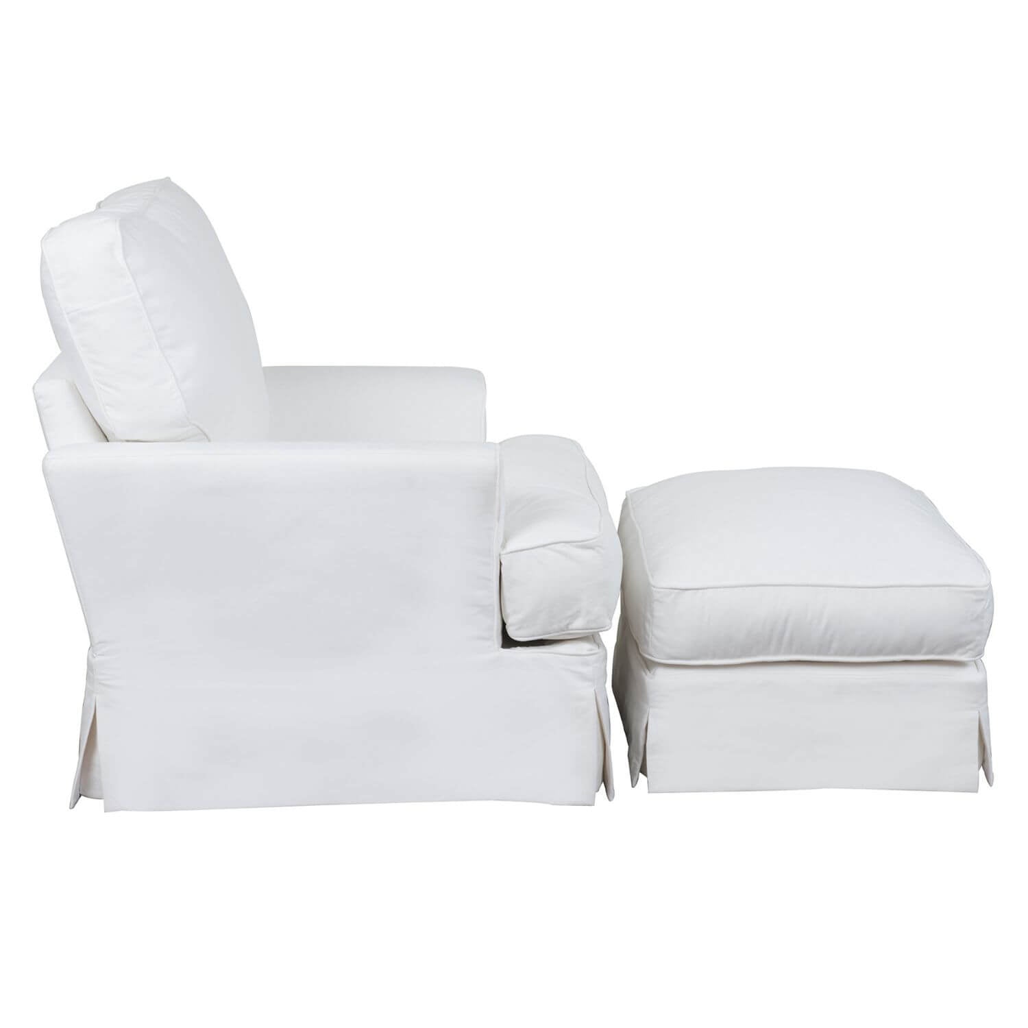 Sunset Trading Ariana Slipcovered Chair and Ottoman Set | White Performance Fabric