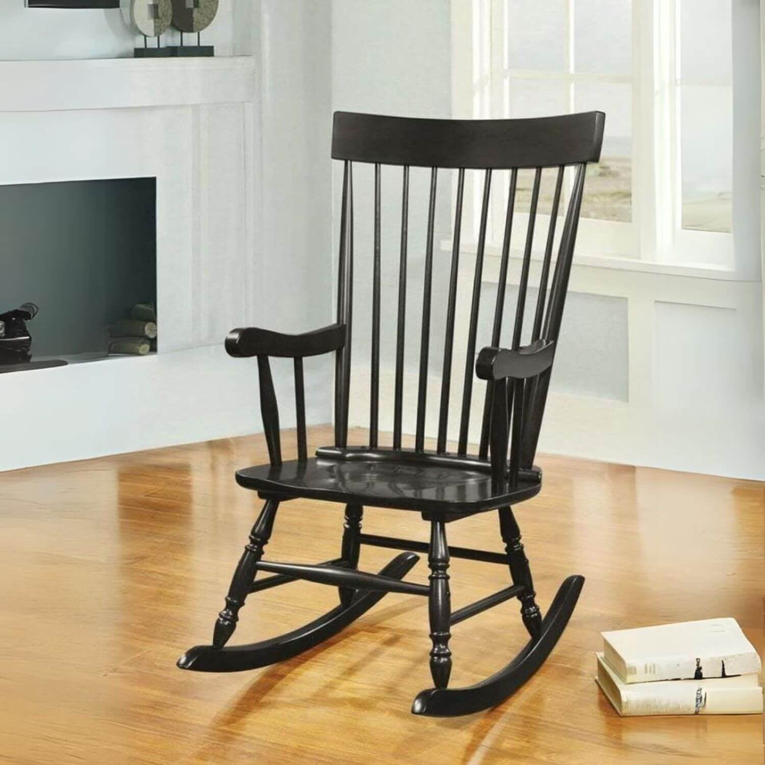 ACME Arlo Wooden Arm Rocking Chair | Black