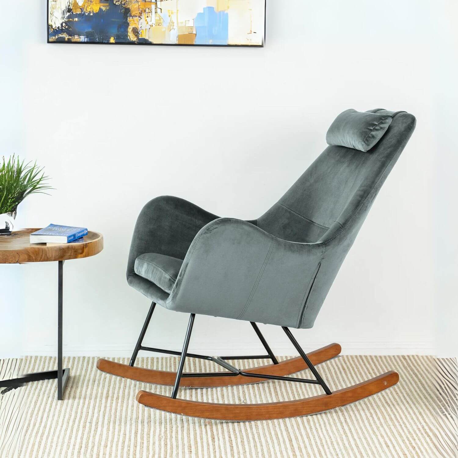Ashcroft Chelsea Grey Velvet Nursery Rocking Chair