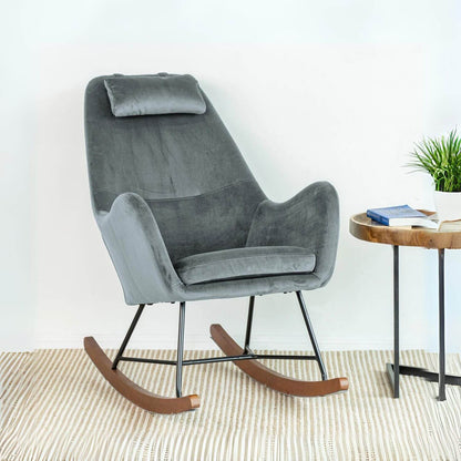 Ashcroft Chelsea Grey Velvet Nursery Rocking Chair
