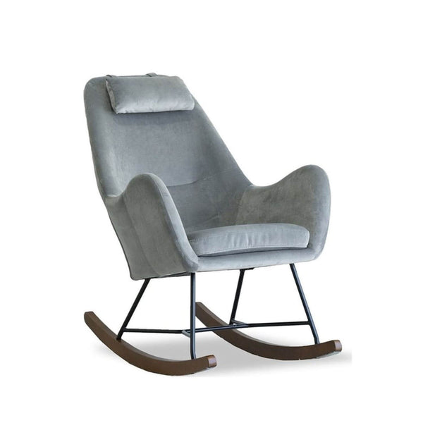 Ashcroft Chelsea Gray Velvet Fabric Nursery Rocking Chair
