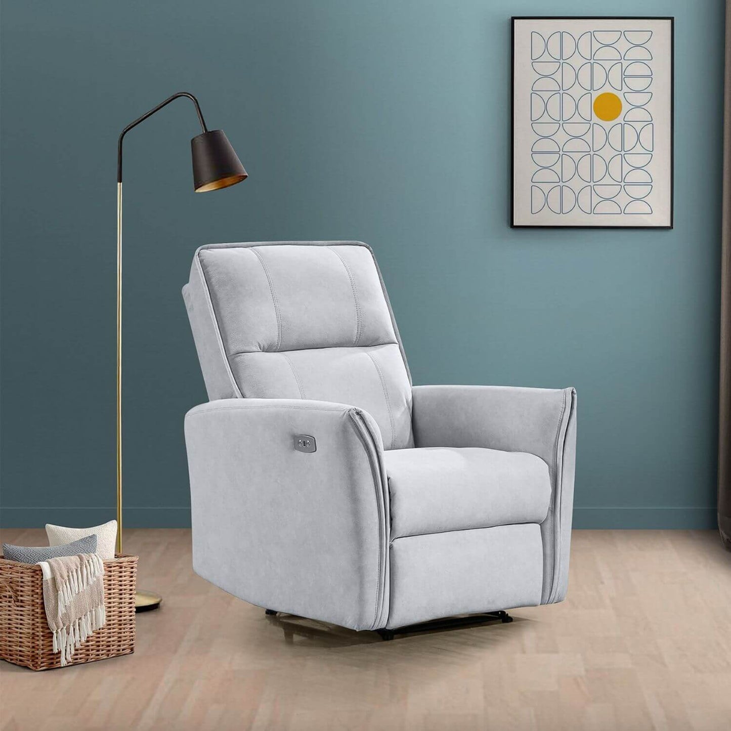 Ashcroft Asheville Grey Suede Recliner Chair