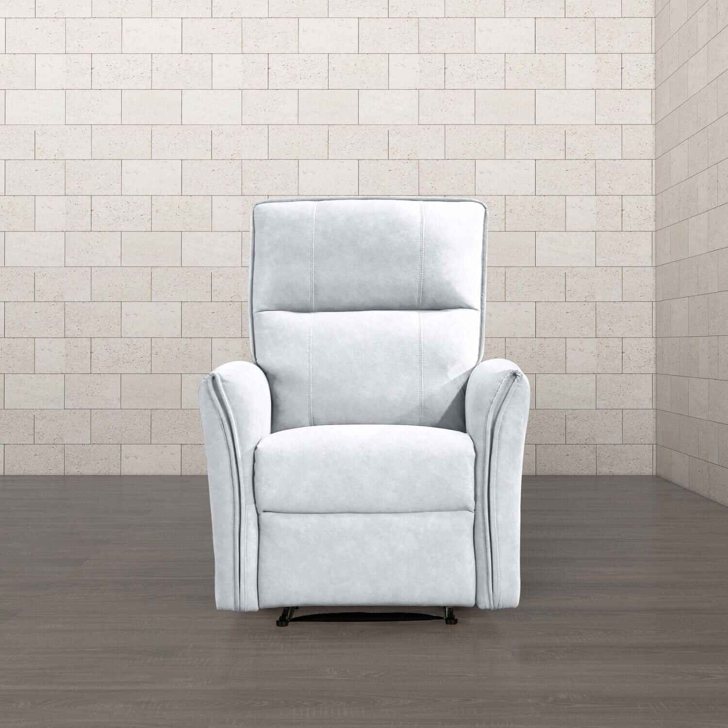 Front View of Ashcroft Asheville Grey Suede Recliner Chair