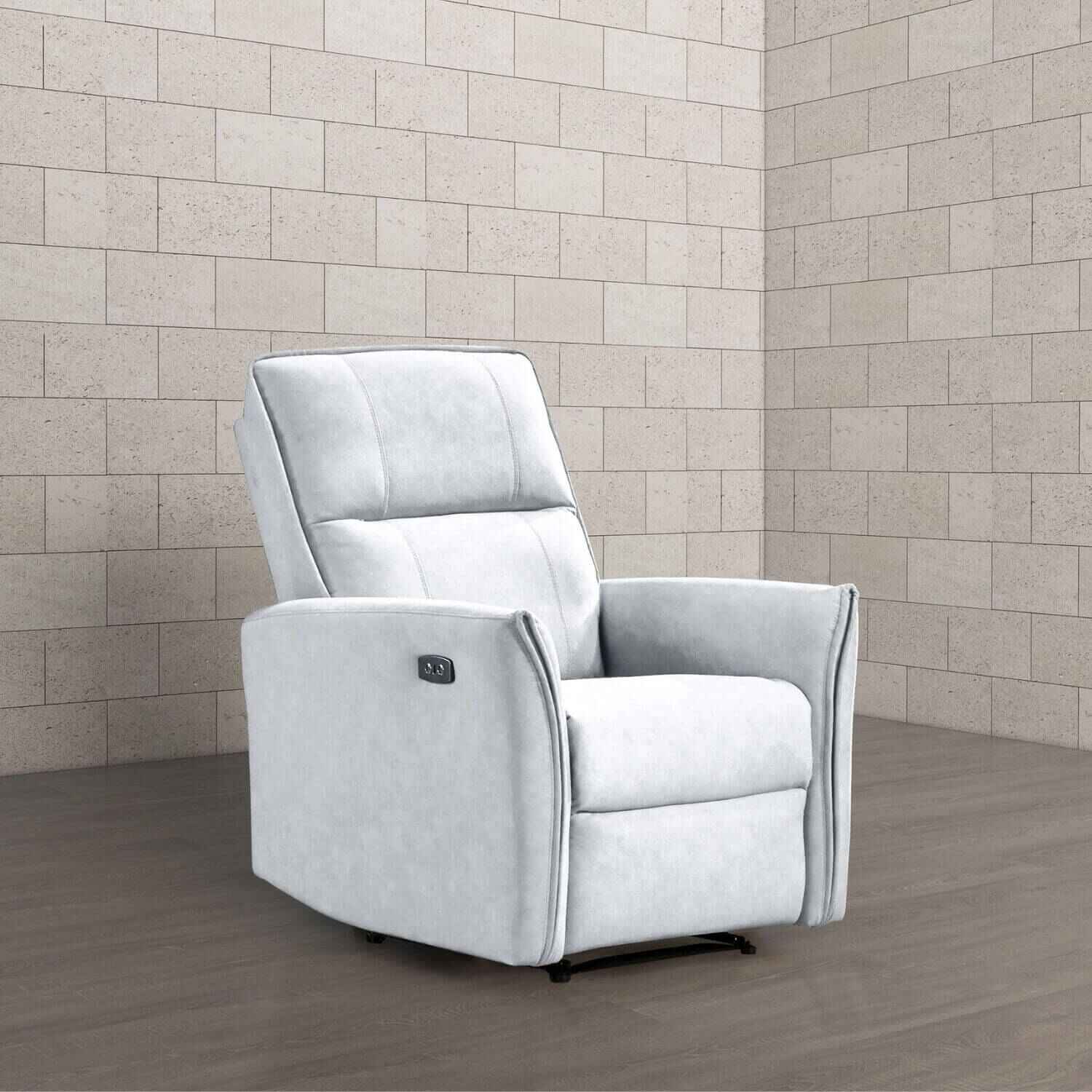 Ashcroft Asheville Grey Suede Recliner Chair