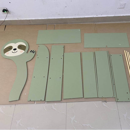 MOONRIVER Sloth Kids 3-Tier Front-Facing Bookshelf, Sage Green