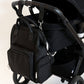 augustnoa Diaper Bag Black Attached to Stroller