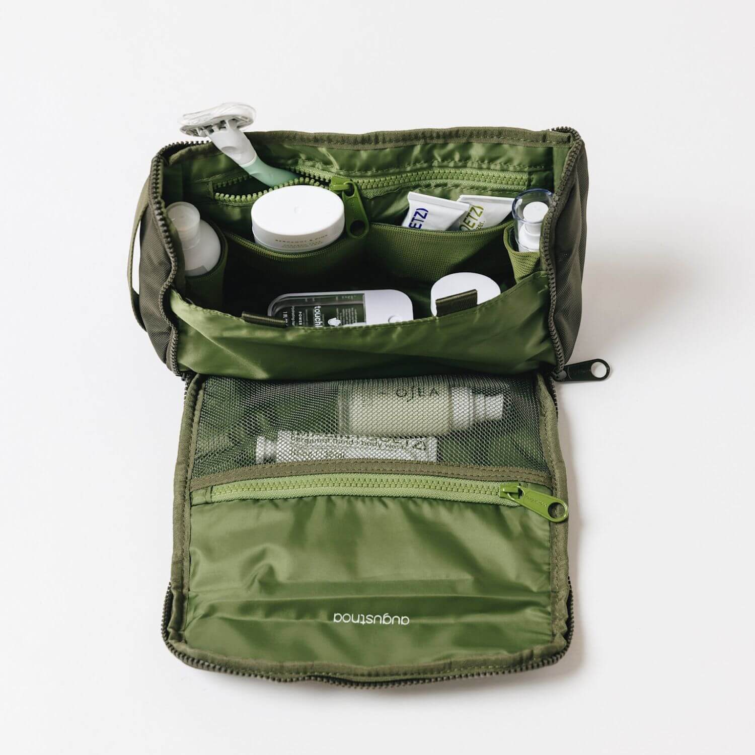 augustnoa Dopp Kit Olive Green | Open