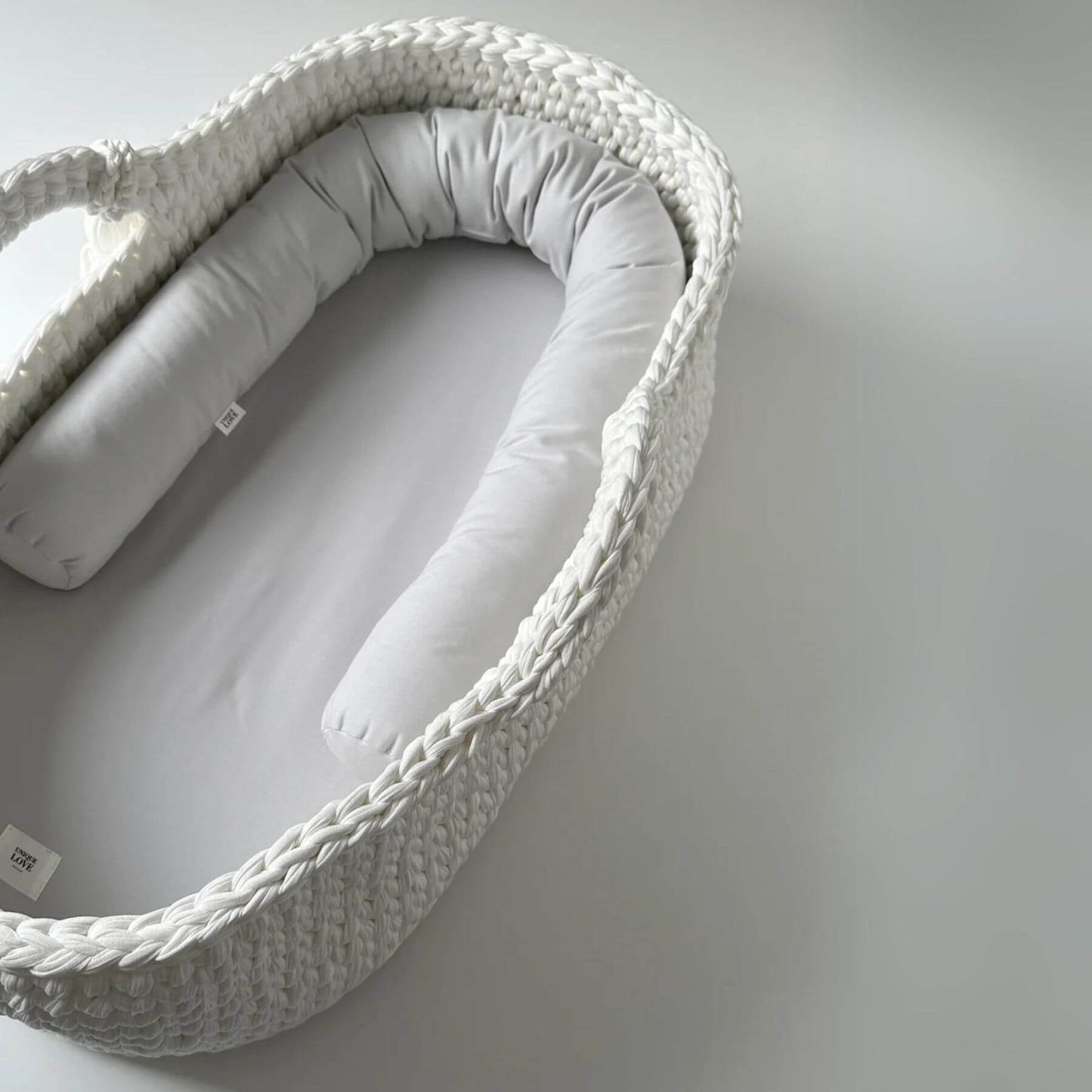 Unique Love Design Baby Basket Bed Snake Soft Grey inside Basket