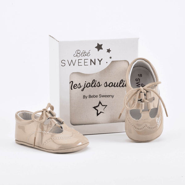 Bebe Sweeny Baby Beige Patent Leather Pre-Walker Shoes