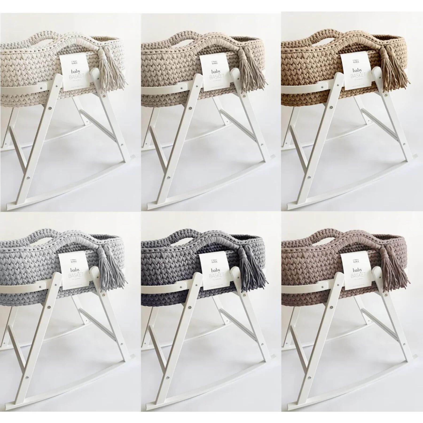 Unique Love Design Baby Cradle w/ Baby Basket in 6 Colors