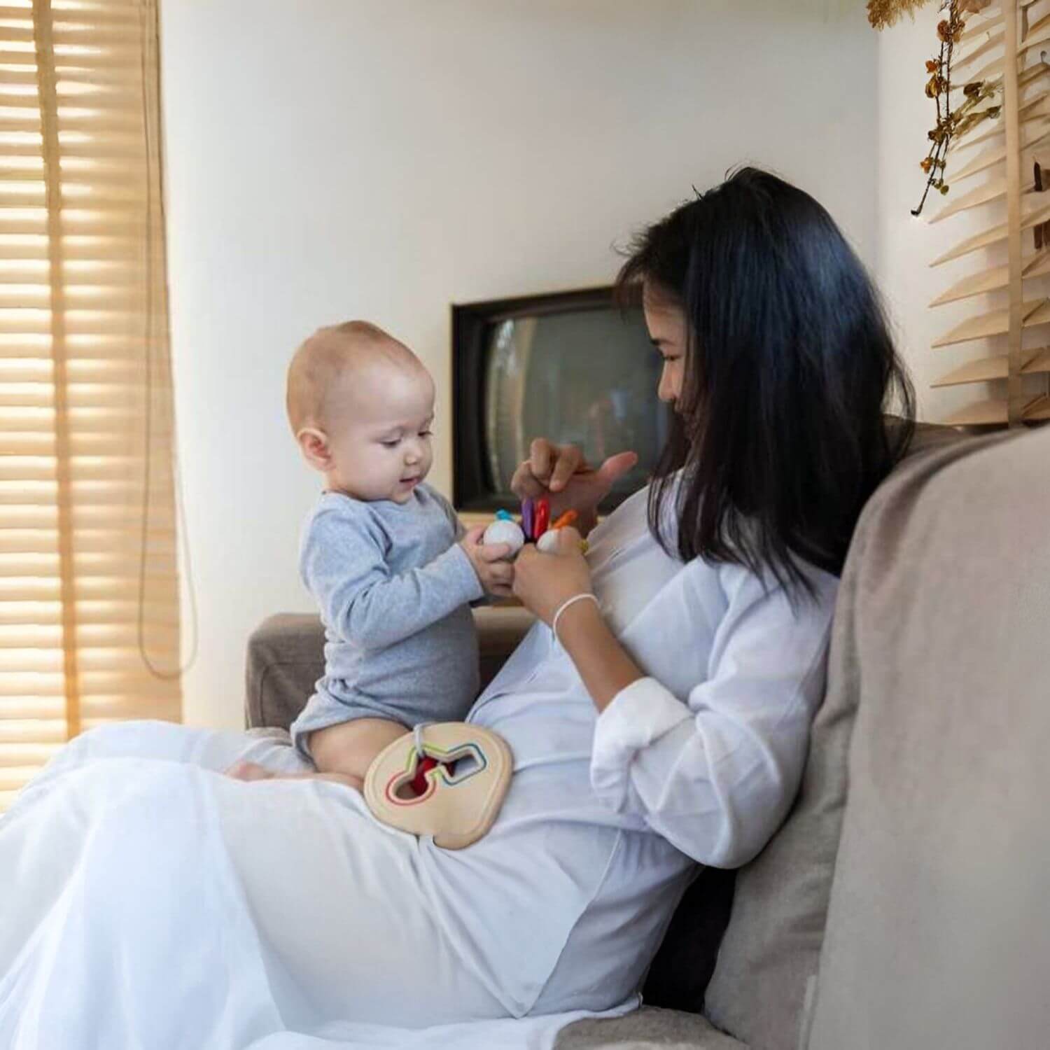 Mom & Baby Playing PlanToys Baby Car