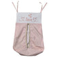 Pink baby bag with 'love' and heart designs on a white background