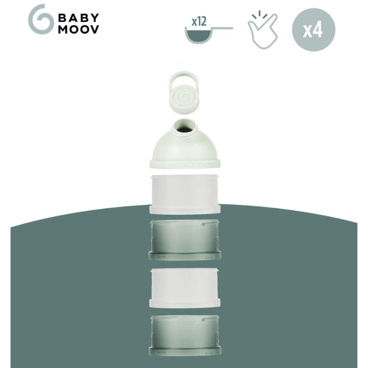 Babydose Formula Dispenser on a green background