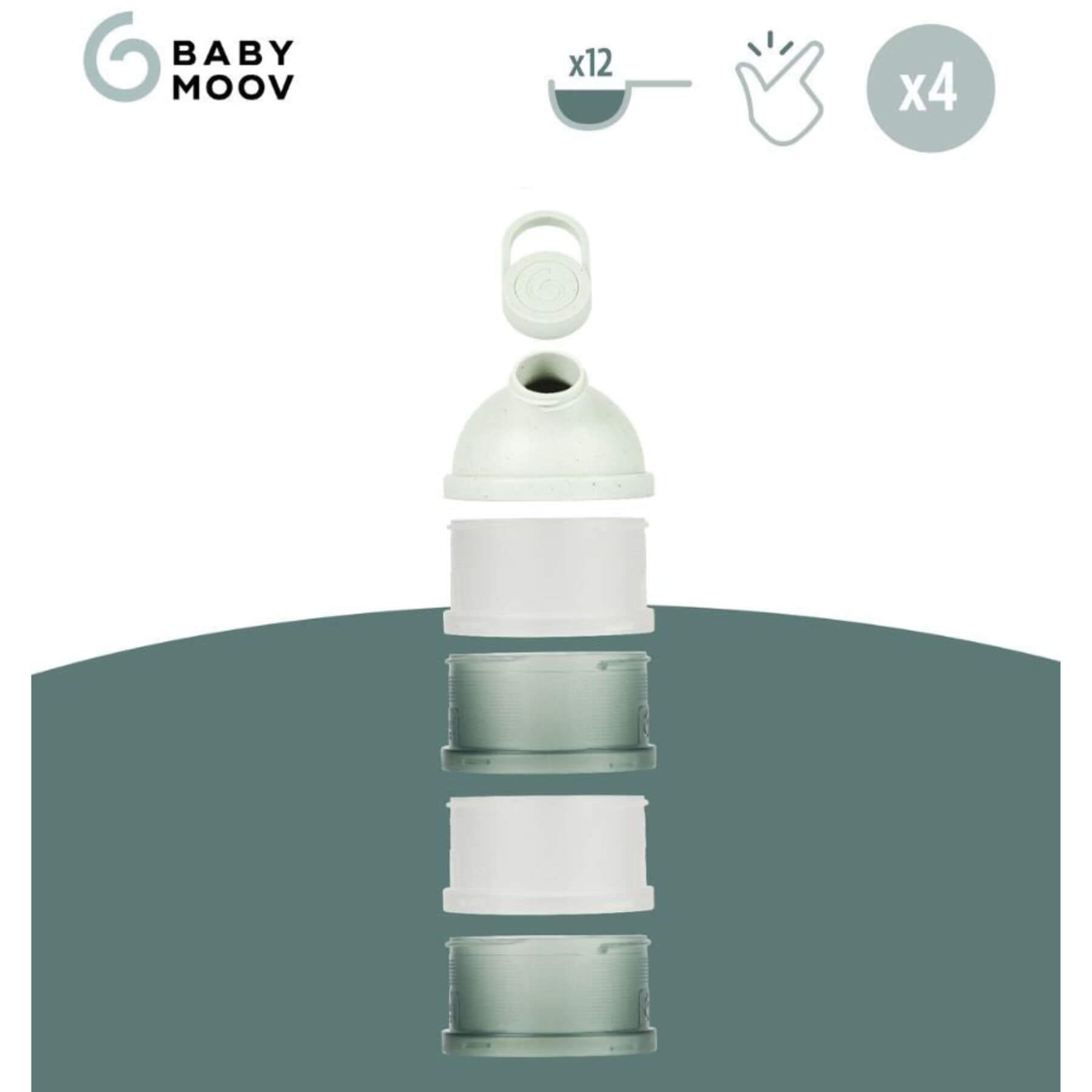 Babydose Formula Dispenser on a green background
