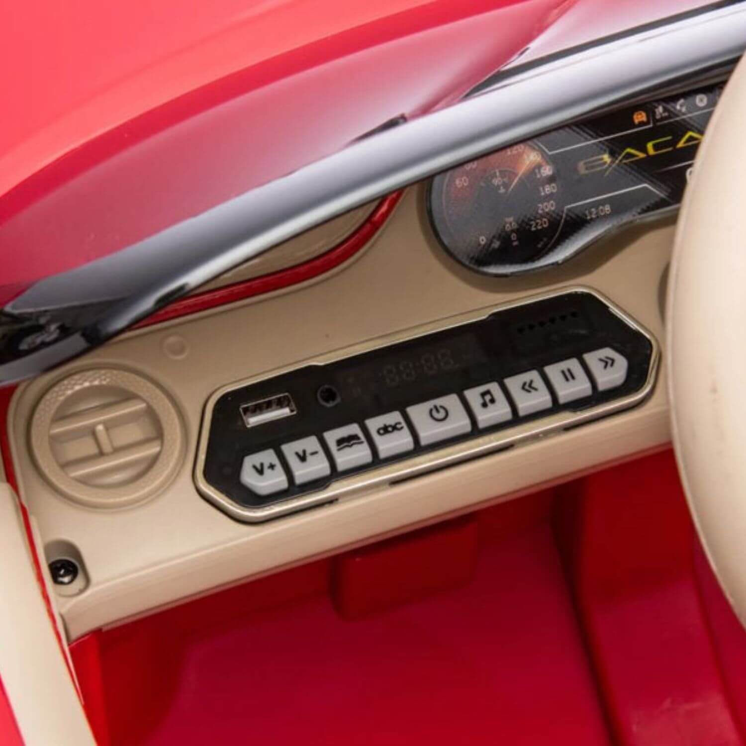 Detail of Bentley Bacalar Electric Ride-On Car Red