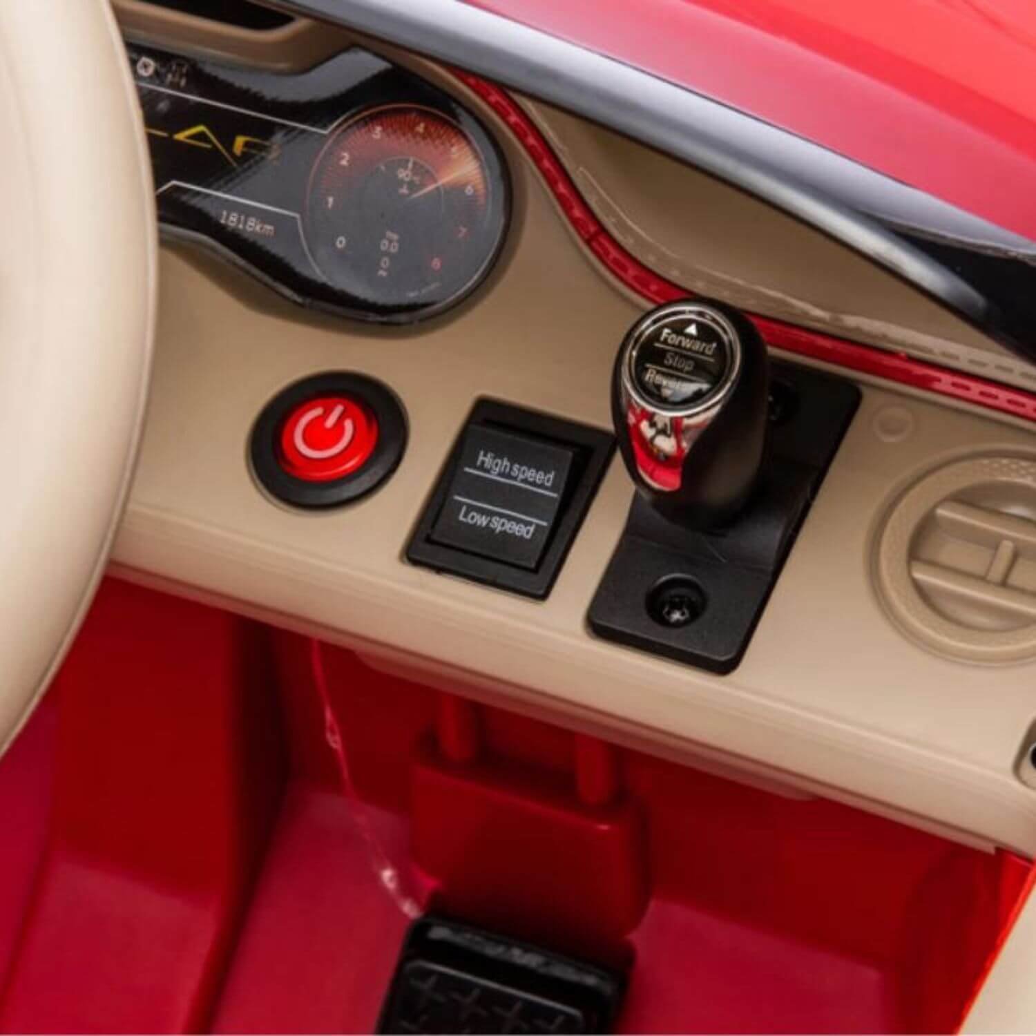 Detail of Bentley Bacalar Electric Ride-On Car Red