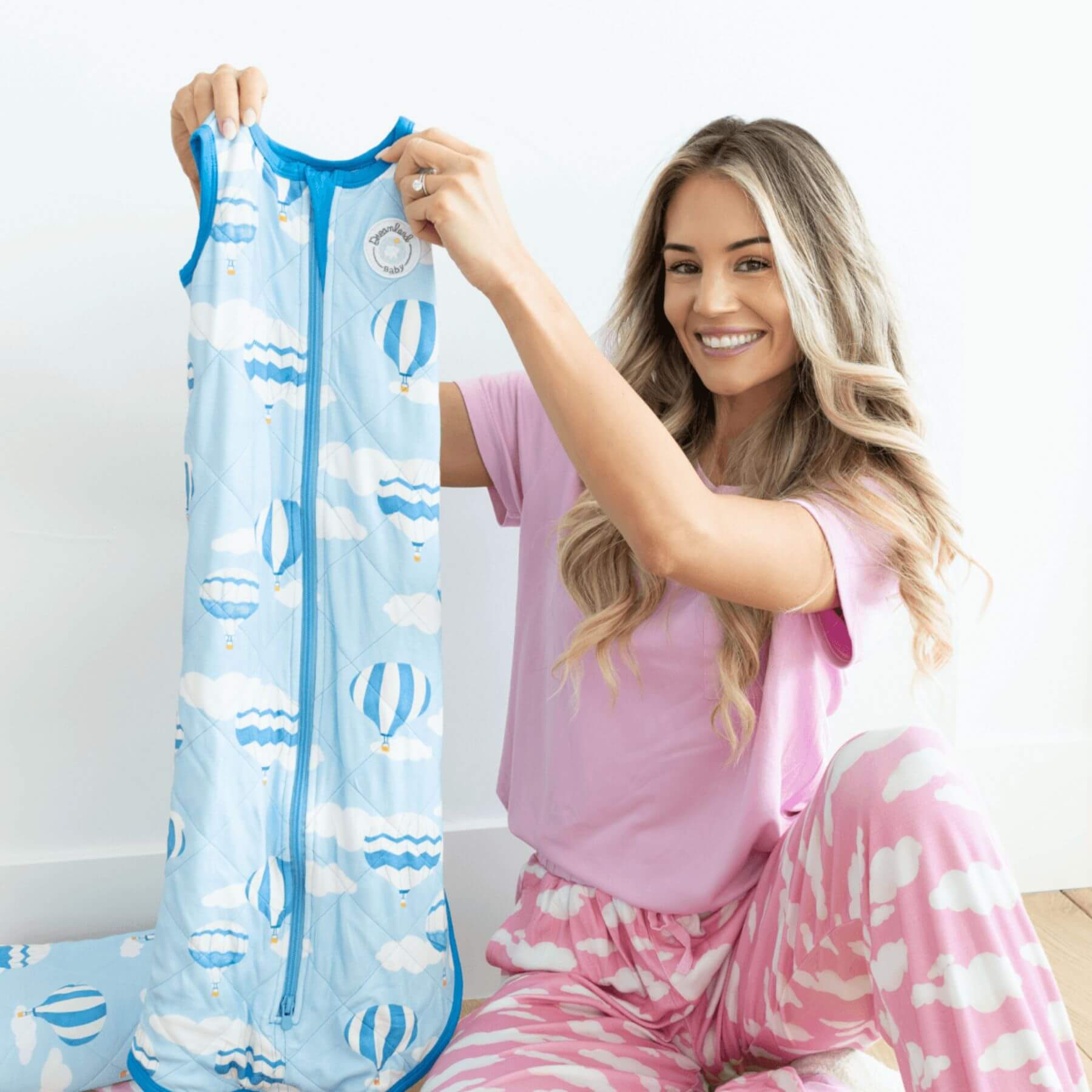 Woman holding Bamboo Classic Sleep Sack - Hot Air Ballmoons