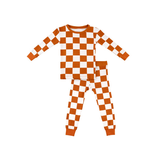 Dreamland Baby Toddler/Kids Bamboo Pajamas - Rust Checkerboard