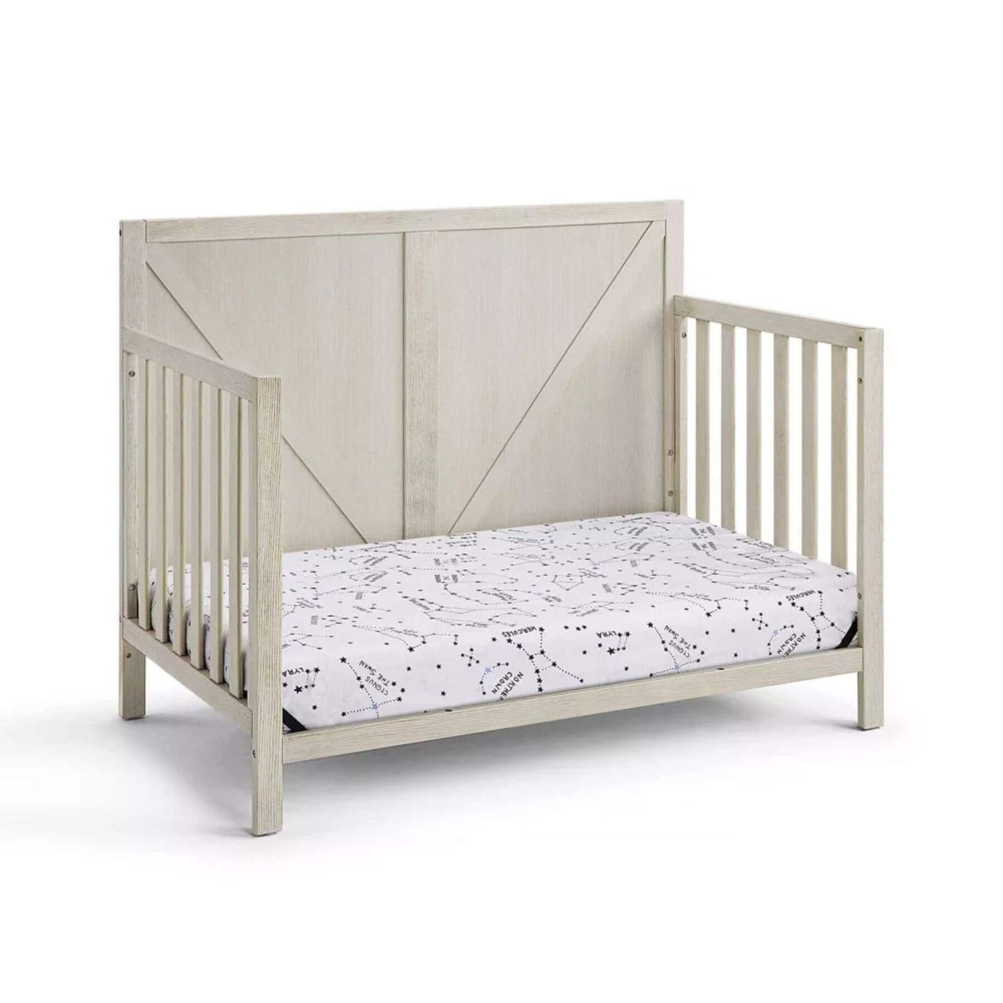 Barnside 4-in-1 Convertible Crib Washed Gray converted to daybed